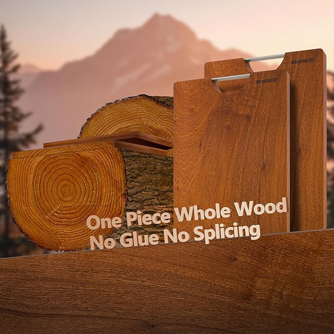 Real Solid Sapele Cutting Board One Piece No Glue Non Toxic All Whole Single Wood Butcher Block Thick Hard Wood Heavy Duty Edge Grain (Medium, 14.96"L*11.02"W*0.98"Th)