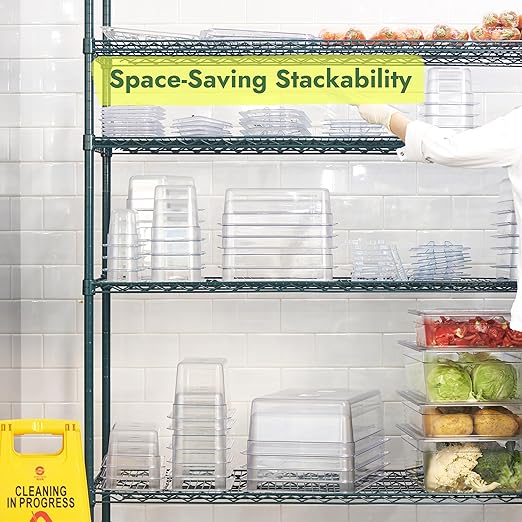 CURTA 6-Pack 1/4 Size 6" Deep NSF Polycarbonate Food Pans with Handled Lids & Drain Trays | Dishwasher & Freezer Safe Clear Container for Prep Tables, Buffet, Salad Bar, Commercial & Home Kitchen
