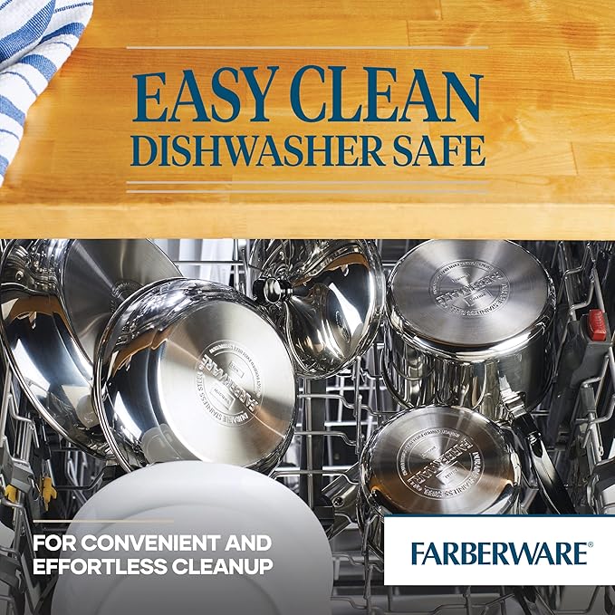 Farberware Classic Stainless Steel Sauce Pan/Saucepan with Lid,1 Quart,Silver,50000,11.2"D x 6.3"W x 4.4"H,(Pack of 4)
