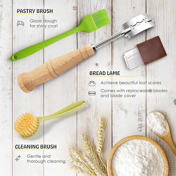 Bread Proofing Box & Sourdough Kit, Sourdough Proofing Box & Starter Kit, Bread Making Tools & Supplies, Sourdough & Dough Proofer, 2 Banneton Basket, Lame, Scraper, Whisk, Pastry Brush, Baking Tools
