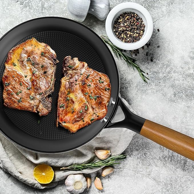 8" Cast Iron Skillets, Non Stick Frying Pan with Removable Handle, Oven & Dishwasher Safe Cooking Pan Compatible with All Stovetops for Women and Men