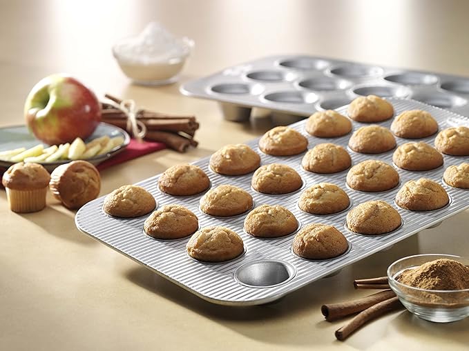 USA Pan Bakeware Mini Cupcake and Muffin Pan,Nonstick Quick Release Coating,24-Well,Aluminized Steel,(Pack of 6)