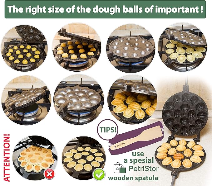 Walnut Cookie Mold Maker 16 Non-Stick Granite - Oreshki Mold Maker - Walnut Cookie Maker Oreshek - Oreshnitsa Maker - Nutty Maker - Oрешница Russian - Nut Cookies Maker - Oreshki Maker Molds