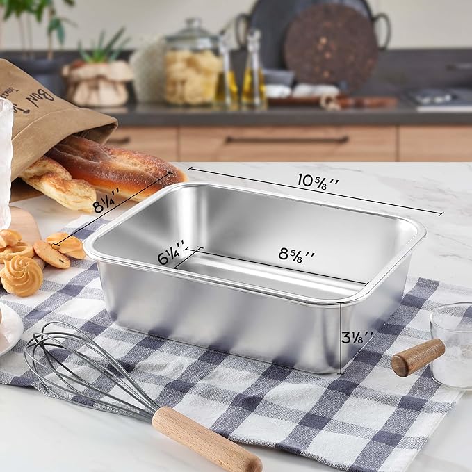 Lasagna Pan Deep, Onader 10⅝ x 8¼ Inch Rectangle Stainless Steel Lasagna Baking Dish, Metal Baking Cake Pan, Oven & Dishwasher Safe