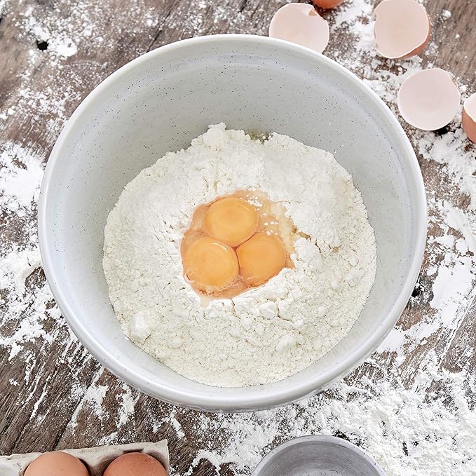 Casafina Large Ceramic Mixing Bowl - 6.6Qt | Fattoria Collection - White | Stoneware | Food Safe Glazing | Microwave & Dishwasher Safe | Restaurant Quality for Bread Making