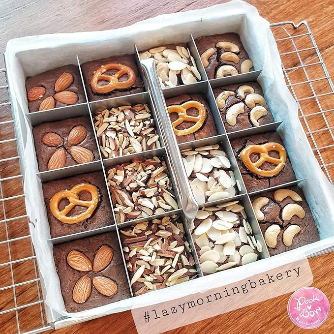Brownie Cutter - 8,9,10,11,12 Inch Heavy Duty Baking Pan or Slicer Ensures Perfect Crispy Edges - Cake Portion Cutter (Cutter 9x9" 16 Pcs.)