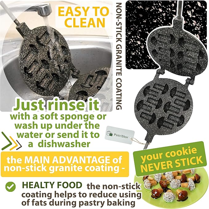 Non-stick Coating granite stone Cookie Mushroom Mold Assorted Tasty Homemade Cookies Baking Tools & Accessories Cookie Presses Bakeware (10 Mushrooms)