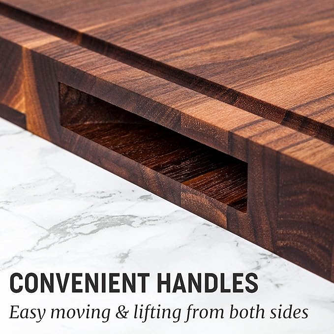 Walnut Wood Cutting Board for Kitchen, Reversible Wooden Chopping Board With Juice Grooves, Made in Canada (Walnut, 18x12x1.25)