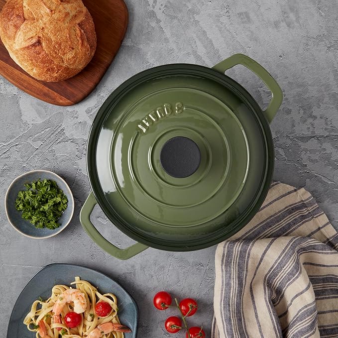 Smith & Clark 3-Quart Enameled Cast Iron Dutch Oven Pot with Lid, Green