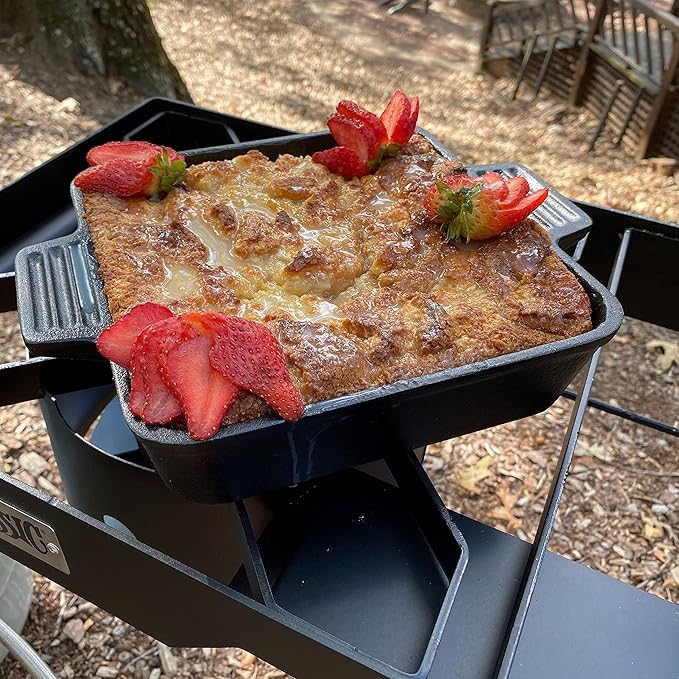 Bayou Classic 7472 8-in Cast Iron Square Cake Pan Ideal For Baking Cornbread Biscuits Cobbler and Deep Dish Pizza