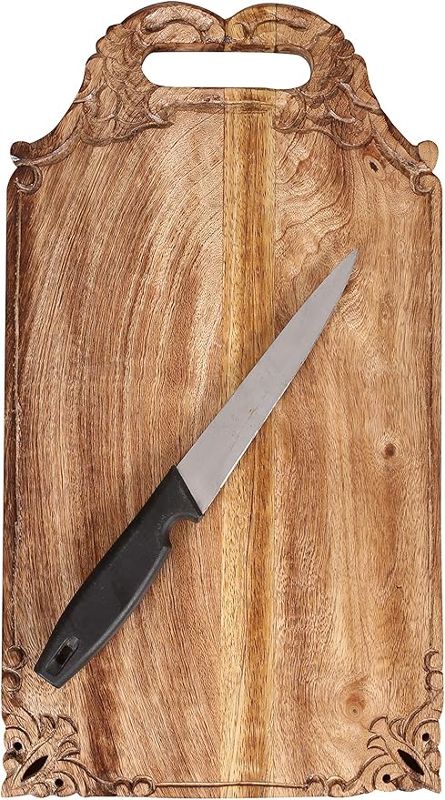 Mango wood hand carved Chopping & Serving Tray for kitchen, dining table and outdoor SIZE 16.5x9x0.95 inch