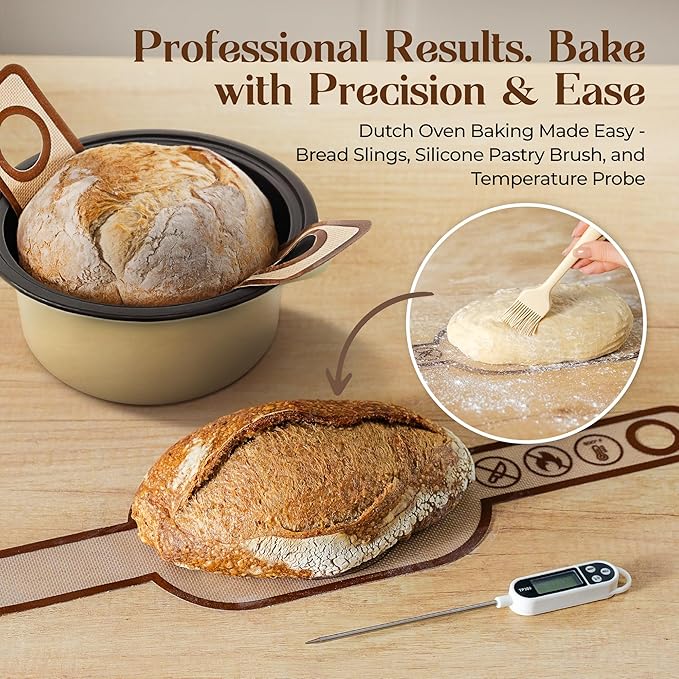Sourdough Starter Kit with Dutch Oven and Scale - Complete Sourdough Kit with Proofing Baskets, 34oz Jar, Slings, and Other Premium Bread Making Tools - Perfect Baking Gifts for Women, Men, and Bakers