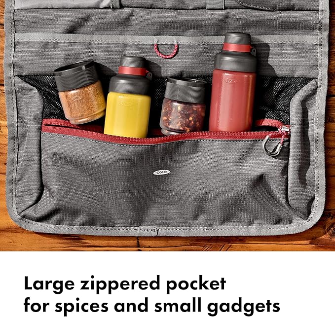OXO Outdoor Camp Kitchen Tool Roll, Camp Kitchen Organizer, Travel Utensil Organizer, Outdoor Cooking, Travel Chef Roll, Camping Essentials, Camping Gear Storage